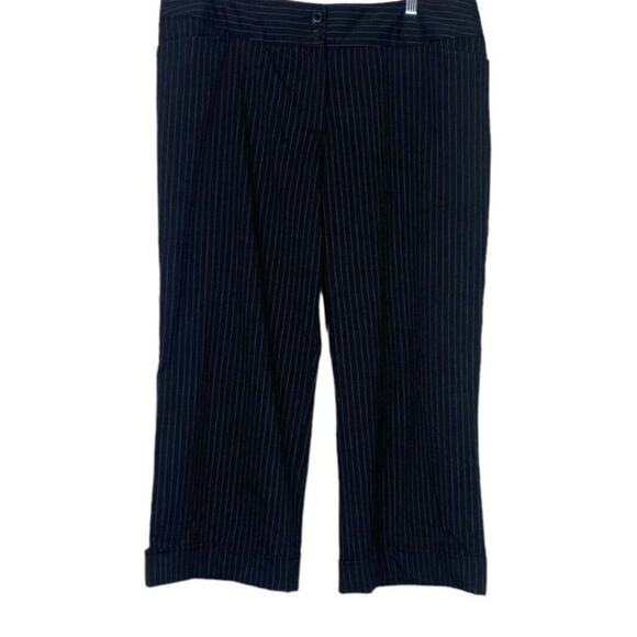 Lane Bryant Pinstripe Straight Leg Cropped Stretch Trouser Pant Pockets 18 Black - Picture 10 of 15